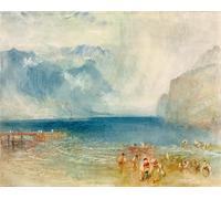 ZHAOSHAN Famoso Cartel del Lienzo Abstracto Cuadro il primo piroscafo sul lago deiCantoni di Mallord William Turner para la Decoración del Hogar de la Oficina 60x90cm