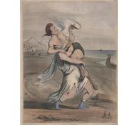 ZHAOSHAN Famoso Cartel del Lienzo Abstracto Cuadro Il rapimento di Elena di Honoré Daumier para Decoración de Paredes 60x90cm