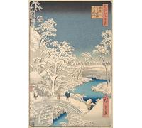 ZHAOSHAN Famoso Cartel del Lienzo Abstracto Cuadro il Taiko Drum Bridge e il Yuhi Mound At Meguro Hiroshige para Decoración de dormitorio 60x90cm