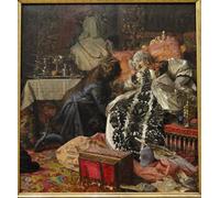 ZHAOSHAN Famoso Cartel del Lienzo Abstracto Cuadro la morte della regina Sophie Amalie di Kristian Zahrtmann para la Decoración del Hogar de la Oficina 60x90cm