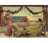 ZHAOSHAN Famoso Cartel del Lienzo Abstracto Cuadro Melodia su una terrazza mediterranea di Lawrence Alma tadema para Decoración de dormitorio 60x90cm