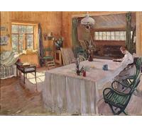 ZHAOSHAN Famoso Cartel del Lienzo Abstracto Cuadro nella casa Konstantin Korovin di Sergei Arsenevich Vinogradov para Decoración de Paredes 60x90cm