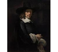 ZHAOSHAN Famoso Cartel del Lienzo Abstracto Cuadro Ritratto di gentiluomo con cappello alto e guanti di Rembrandt para Decoración de dormitorio 60x90cm