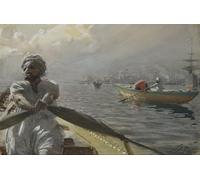ZHAOSHAN Famoso Cuadro Pared Vintage Clásicas Poster Barcaiolo turco nel porto di Costantinopoli di Anders Leonard Zorn para Decoración de Paredes 60x90cm