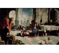 ZHAOSHAN Famoso Cuadro Pared Vintage Clásicas Poster Cristo che lava i piedi discepoli Particolare del lato sinistro di Jacopo Robusti Tintoretto para Decoración de Paredes 60x90cm