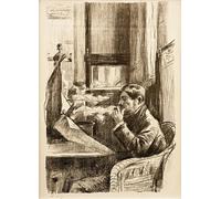 ZHAOSHAN Famoso Cuadro Pared Vintage Clásicas Poster Gentiluomo che fuma al caffè I di Lesser Ury para Decoración de dormitorio 60x90cm