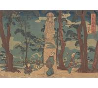 ZHAOSHAN Famoso Cuadro Pared Vintage Clásicas Poster Guardando la statua di Jizo Bosatsu in una pineta a Hashiba di Utagawa Kuniyoshi para Decoración de dormitorio 60x90cm
