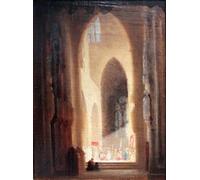 ZHAOSHAN Famoso Cuadro Pared Vintage Clásicas Poster Interno della chiesa con processione di Carl Spitzweg para la Decoración del Hogar de la Oficina 60x90cm