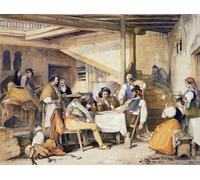 ZHAOSHAN Famoso Cuadro Pared Vintage Clásicas Poster Interno di una posada di John Frederick Lewis para la Decoración del Hogar de la Oficina 60x90cm