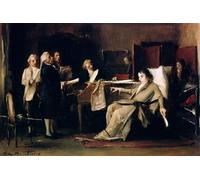 ZHAOSHAN Famoso Cuadro Pared Vintage Clásicas Poster Mozart dirige il suo Requiem sul letto di morte di Mihály Munkácsy para Decoración de dormitorio 60x90cm