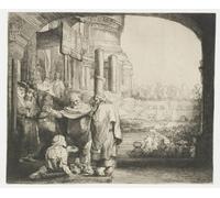 ZHAOSHAN Famoso Cuadro Pared Vintage Clásicas Poster Pietro e Govannis guariscono lo storpio alla porta del tempio di Rembrandt Van Rijn para Decoración de Paredes 60x90cm