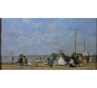 ZHAOSHAN Famoso Cuadro Pared Vintage Clásicas Poster sulla spiaggia di Trouville di Eugene Louis Boudin para la Decoración del Hogar de la Oficina 60x90cm