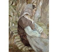 ZHAOSHAN Famoso Cuadro Pared Vintage Clásicas Poster Vecchia donna seduta su una panchina a Celeryran di Henri De Toulouse Lautrec para la Decoración del Hogar de la Oficina 60x90cm