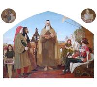 ZHAOSHAN Famoso Cuadro Pared Vintage Clásicas Poster Wycliffe leggendo la sua traduzione del Nuovo Testamento Madox Brown para la Decoración del Hogar de la Oficina 60x90cm