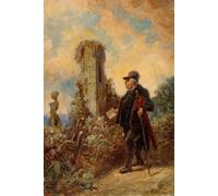 ZHAOSHAN Pinturas Famosas Impresión Póster Arte de Graffiti il prete di campagna con il breviario di Carl Spitzweg para Decoración de Paredes 60x90cm