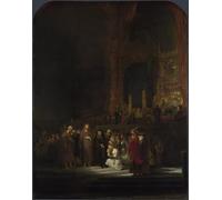 ZHAOSHAN Pinturas Famosas Impresión Póster Arte de Graffiti la donna colta in adulterio di Rembrandt Van Rijn para la Decoración del Hogar de la Oficina 60x90cm