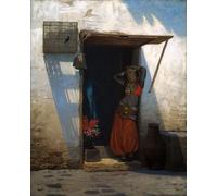 ZHAOSHAN Pinturas Famosas Impresión Póster Arte de Graffiti La donna del Cairo alla sua porta di Jean Leon Gerome para Decoración de dormitorio 60x90cm