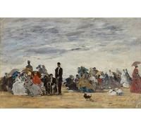ZHAOSHAN Pinturas Famosas Impresión Póster Arte de Graffiti La spiaggia di Trouville di Eugene Louis Boudin para Decoración de dormitorio 60x90cm