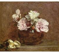 ZHAOSHAN Pinturas Famosas Impresión Póster Arte de Graffiti Le rose di Nizza di Ignace Henri Jean Fantin Latour para Decoración de dormitorio 60x90cm
