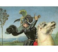 ZHAOSHAN Pinturas Famosas Impresión Póster Arte de Graffiti San Giorgio che lotta con il drago di Raffaello Sanzio Raphael para Decoración de Paredes 60x90cm