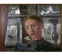 ZHAOSHAN Pinturas Famosas Impresión Póster Arte de Graffiti Testa davanti a una finestra di Paula Modersohn Becker para la Decoración del Hogar de la Oficina 60x90cm
