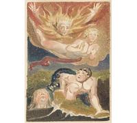 ZHAOSHAN Pinturas Famosas Impresión Póster Arte de Graffiti uomini che emergono dai loro elementi Fiamme Cielo Mare e Terra verde di William Blake para la Decoración del Hogar de la Oficina 60x90cm