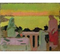 ZHAOSHAN Pinturas Famosas Pintura Imagen Pintura Lienzo Mural al balcone in silenzio o Marthe e Marie in silenzio di Maurice Denis para Decoración de Paredes 60x90cm