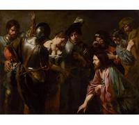 ZHAOSHAN Pinturas Famosas Pintura Imagen Pintura Lienzo Mural Cristo e l'adultera di Valentin De Boulogne para la Decoración del Hogar de la Oficina 60x90cm