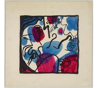 ZHAOSHAN Pinturas Famosas Pintura Imagen Pintura Lienzo Mural Design per la xilografia a colori tre cavalieri in rossoblu e nero di Wassily Kandinsky para Decoración de dormitorio 60x90cm