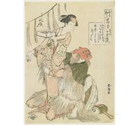 ZHAOSHAN Pinturas Famosas Pintura Imagen Pintura Lienzo Mural Il giorno prima dell'inizio della primavera di Katsushika Hokusai para Decoración de dormitorio 60x90cm