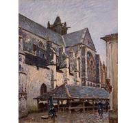 ZHAOSHAN Pinturas Famosas Pintura Imagen Pintura Lienzo Mural la Chiesa di Moret sotto la pioggia di Alfred Sisle para Decoración de dormitorio 60x90cm