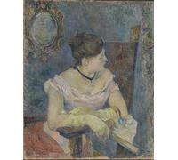 ZHAOSHAN Pinturas Famosas Pintura Imagen Pintura Lienzo Mural Madame Mette Gauguin in abito da sera di Paul Gauguin para la Decoración del Hogar de la Oficina 60x90cm