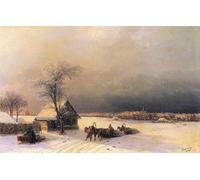 ZHAOSHAN Pinturas Famosas Pintura Imagen Pintura Lienzo Mural Mosca d'inverno Dalle colline dei passeri di Ivaninovich Ayvazovsky para Decoración de Paredes 60x90cm