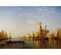 ZHAOSHAN Pinturas Famosas Pintura Imagen Pintura Lienzo Mural Navigazione sul Canaldi Felix Ziem para Decoración de dormitorio 60x90cm