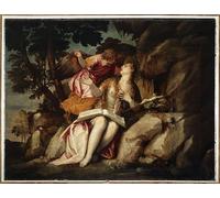 ZHAOSHAN Pinturas Famosas Pintura Imagen Pintura Lienzo Mural Rappresentazione di Maria Maddalena con un angelo del Veronese para la Decoración del Hogar de la Oficina 60x90cm