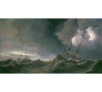 ZHAOSHAN Pinturas Famosas Pintura Imagen Pintura Lienzo Mural Tempesta in mare di Willem Van De Velde il Giovane para la Decoración del Hogar de la Oficina 60x90cm