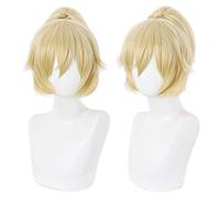 ZHAOSJ Mayuko Nise High Rise Invasion Cosplay Peluca con Flequillo Clip Cola de Caballo para Mujeres Cabello Rubio