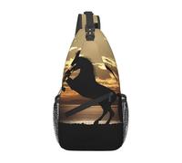 ZHAOUR 1 bolsa cruzada con estampado de jirafa, mochila ligera de senderismo con cremalleras, correa de viaje unisex para uso diario y al aire libre, The Sunset Stallion (1), Talla única