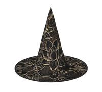 ZHAOUR 1 sombrero de Halloween - Boho Gold Lotus Flowers Print Witches Decor Party, Cosplay Role Play Carnival, Dress Up Masquerade Supplies