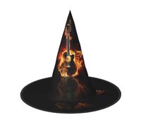 ZHAOUR 1 sombrero de Halloween - Guitarra de fuego (1) impresión de brujas para decoración de fiesta, juego de rol de cosplay, carnaval, suministros de disfraces