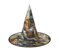 ZHAOUR 1 sombrero de Halloween - Jungle Tigers Cub Print Witches Decor Party, Cosplay Role Play Carnival, Dress Up Masquerade Supplies
