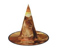 ZHAOUR 1 sombrero de Halloween - León africano y leona impresión de brujas decoración de fiesta, juego de rol de cosplay, carnaval, suministros de disfraces