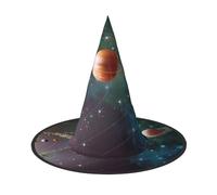 ZHAOUR 1 sombrero de Halloween - planeta espacio sistema solar impresión brujas decoración fiesta, cosplay juego de rol, carnaval, disfraces suministros de mascarada