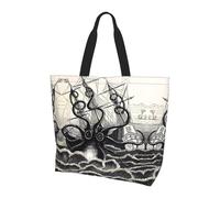 ZHAOUR Beagle - Bolsa de hombro con estampado de perro, bolsa grande reutilizable para mujer, bolsa de almacenamiento, ligera, para la vida diaria y viajes, Pulpo pirata de vela, Talla única