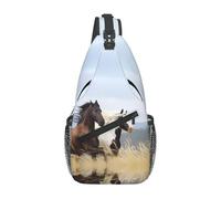 ZHAOUR Bolsa cruzada con estampado artístico de caballos para correr, mochila ligera de senderismo con cremalleras, correa de viaje unisex para uso diario y al aire libre, Arte corriendo de caballos