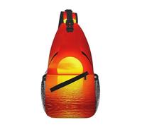 ZHAOUR Bolsa cruzada con estampado de amanecer rojo - Mochila de viaje unisex, diagonal frontal para mochila y uso casual, Red Sunrise, Talla única