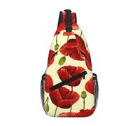 ZHAOUR Bolsa cruzada con estampado de amanecer rojo - Mochila de viaje unisex, diagonal frontal para mochila y uso casual, rojo con flor, Talla única