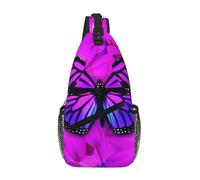 ZHAOUR Bolsa cruzada con estampado de amanecer rojo - Mochila de viaje unisex, diagonal frontal para mochila y uso casual, Mariposa y flor moradas, Talla única