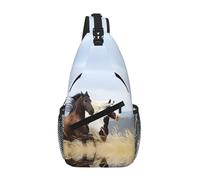 ZHAOUR Bolsa cruzada con estampado de boxeo de hielo y fuego, mochila de viaje unisex, diagonal frontal para mochila de día y uso casual, Arte corriendo de caballos, Talla única