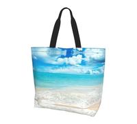 ZHAOUR Bolsa de hombro con estampado de ciervo - Bolsa grande reutilizable para mujer, bolsa de almacenamiento, ligera, para la vida diaria y viajes, Agua de mar escénica, Talla única